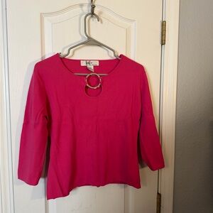 Kikit Fuchsia Blouse with Ring Accent